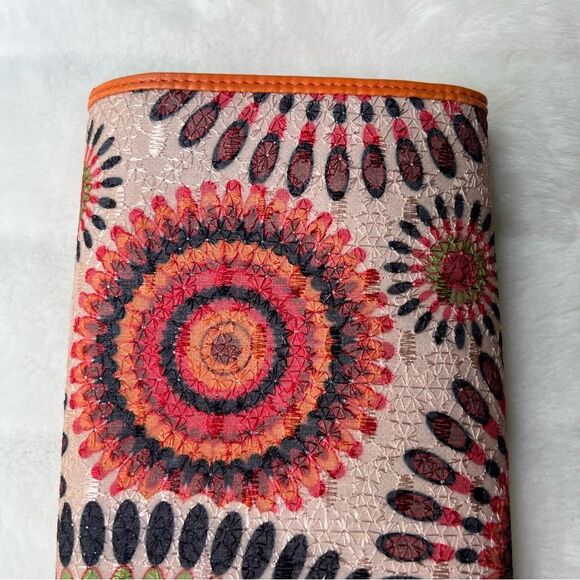 Peacock Strut Multicolored Clutch Purse Orange trim - Picture 6 of 15